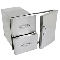 Stainless steel double drawer and single door