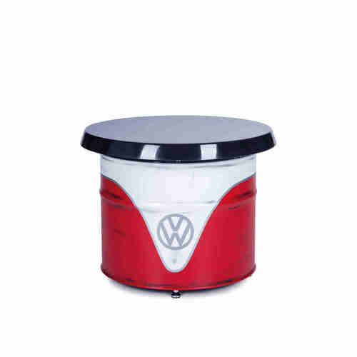 VW T1 Bus Table Oil Drum (208L) in Vintage Look - WHITE/RED