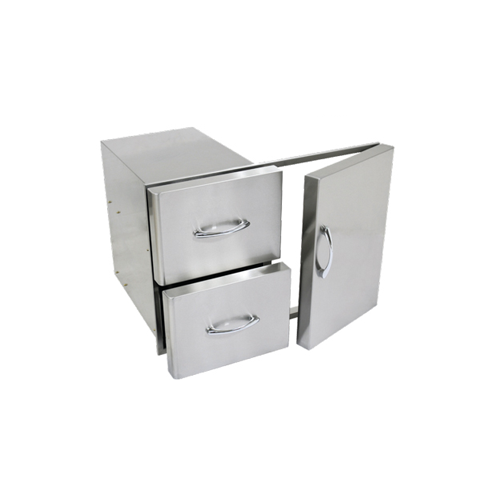 Stainless steel double drawer and single door