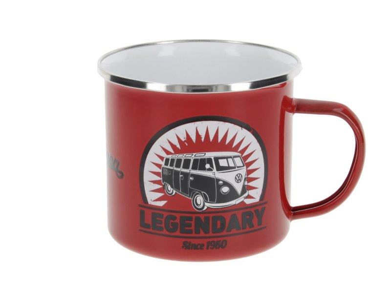 VW T1 BUS ENAMEL MUG 500ml in Gift Box – VINTAGE LOGO / RED