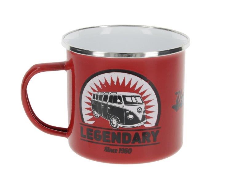 VW T1 BUS ENAMEL MUG 500ml in Gift Box – VINTAGE LOGO / RED