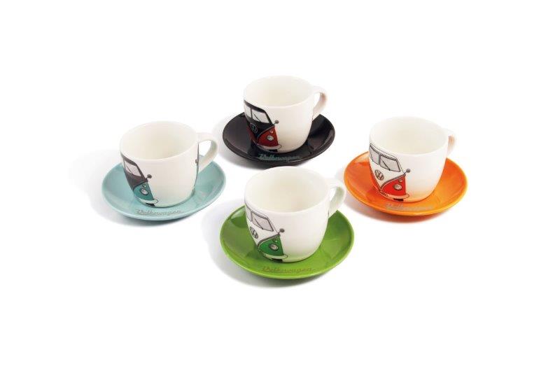 VW T1 BUS ESPRESSO CUP 4-Piece Set 100ml in Gift Box – FRONT / 4 COLOURS