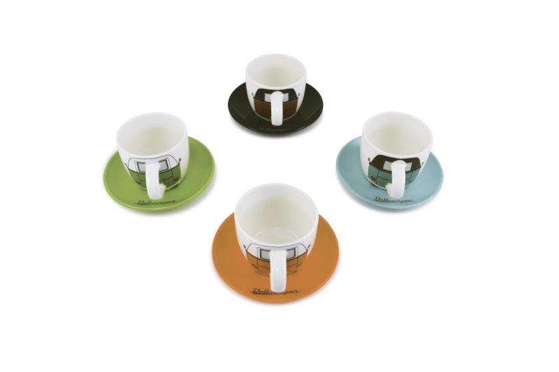 VW T1 BUS ESPRESSO CUP 4-Piece Set 100ml in Gift Box – FRONT / 4 COLOURS