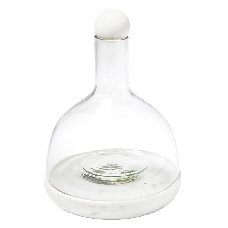 White Marble & Glass Wine Carafe