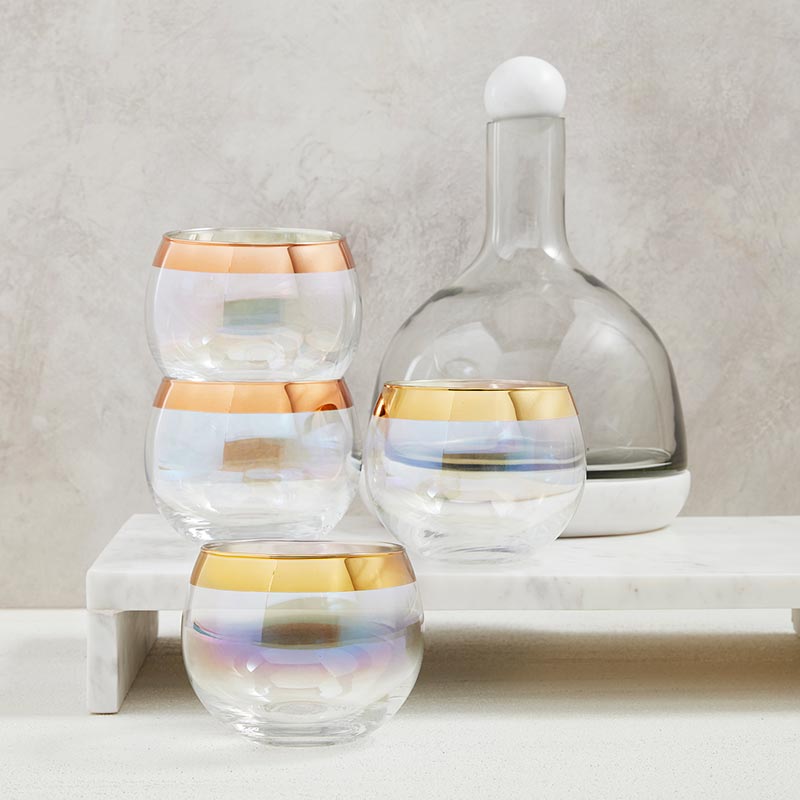 White Marble & Glass Wine Carafe