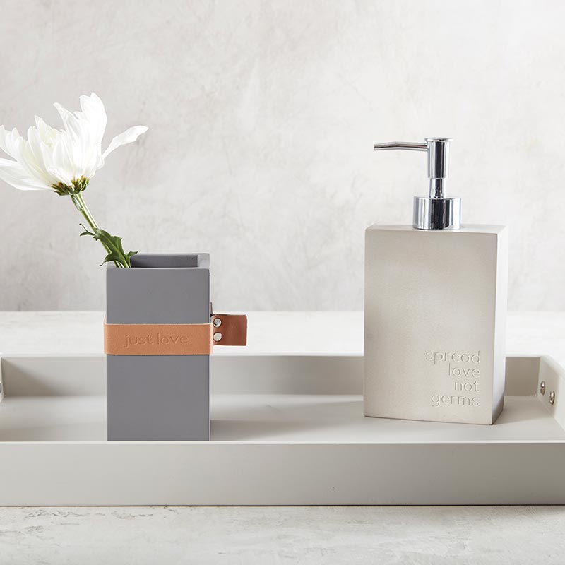 Cement Tray with Leather Handles