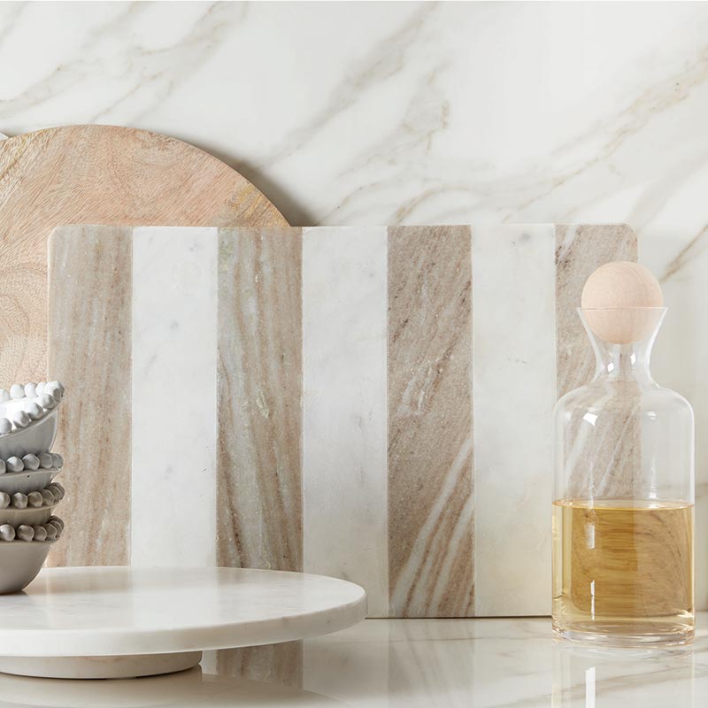 White Marble and Tan Board