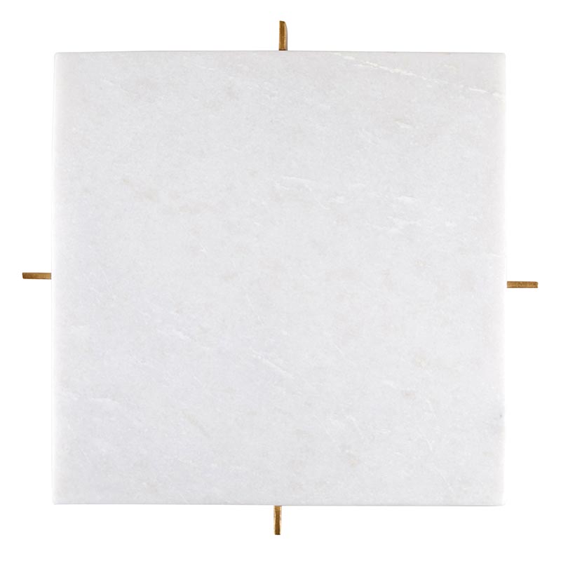 White Marble Tray with Metal Stand