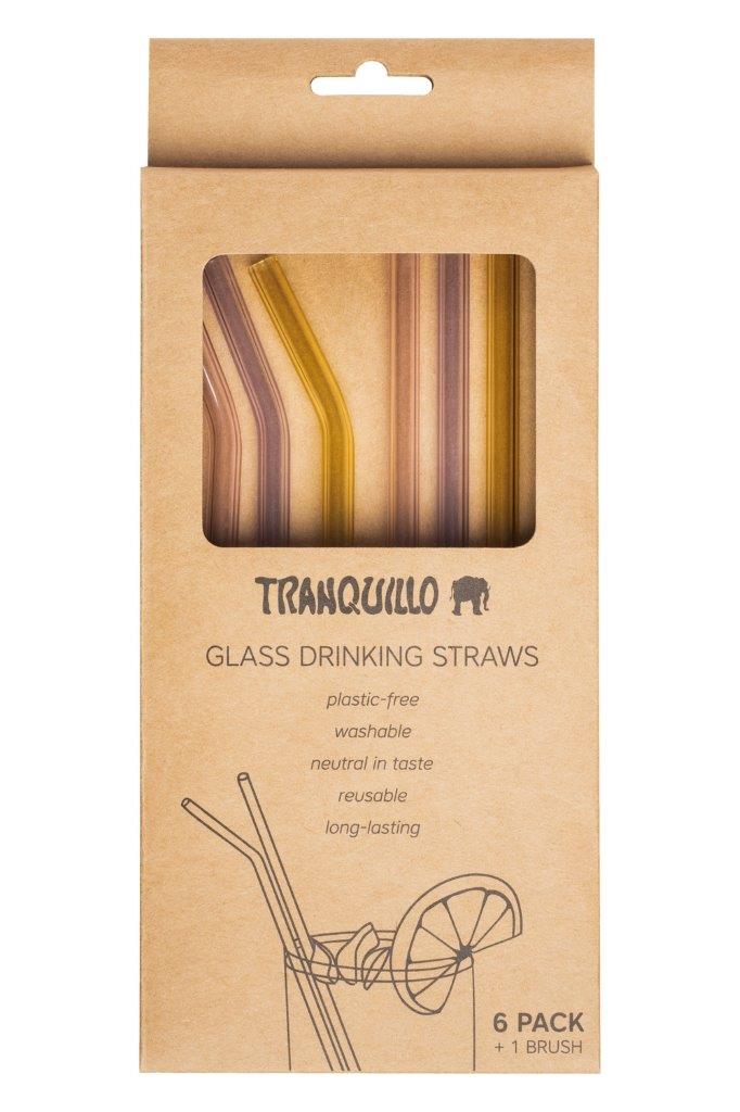 DRINKING STRAWS Set of 6 GLASS PASTEL