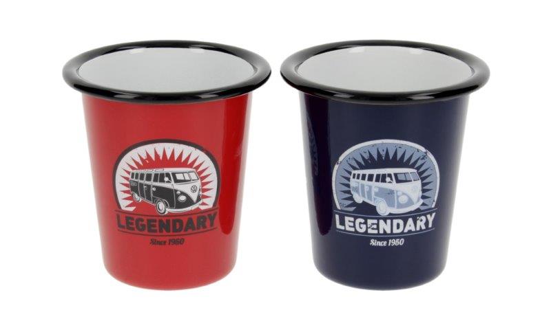 VW T1 BUS ENAMEL CUP 2-Piece Set 310ml in Gift Box – LEGENDARY / RED & BLUE