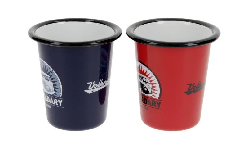 VW T1 BUS ENAMEL CUP 2-Piece Set 310ml in Gift Box – LEGENDARY / RED & BLUE