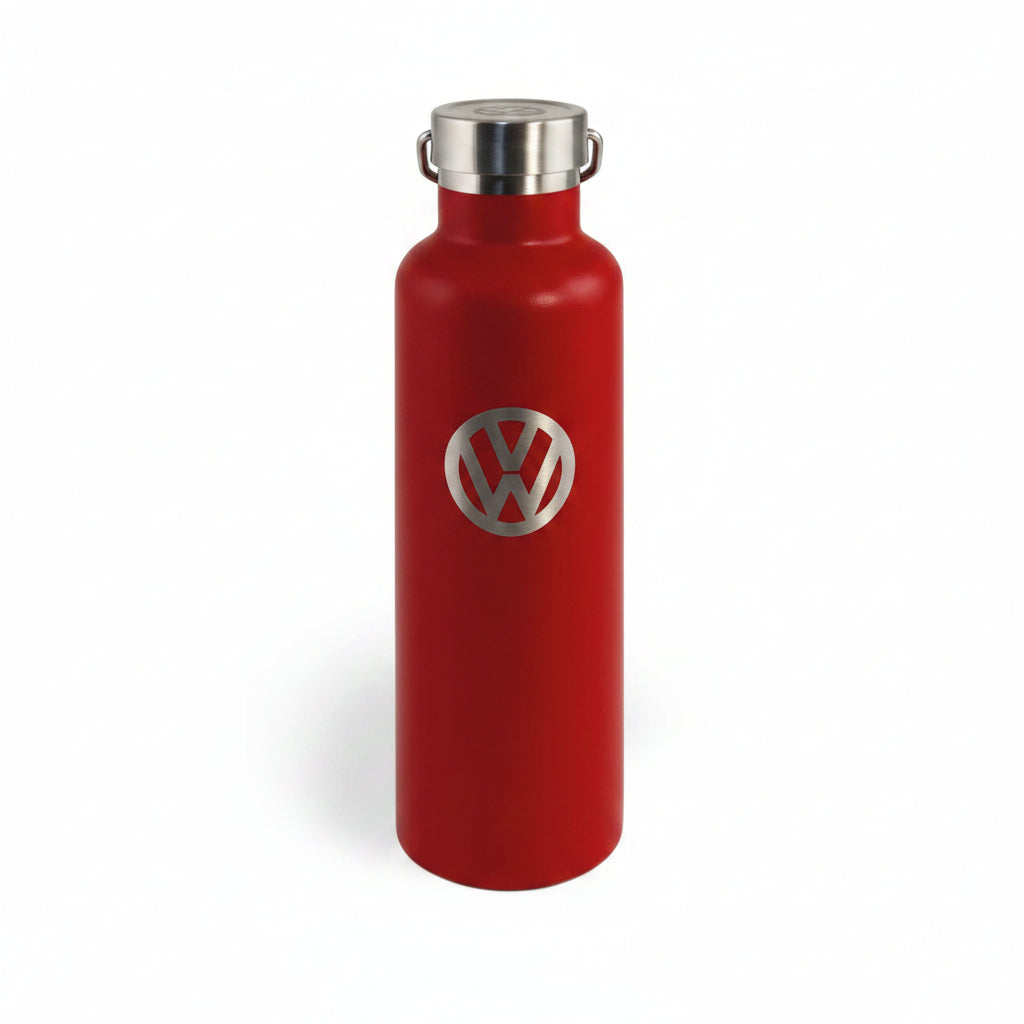 VW STAINLESS THERMAL DRINKING BOTTLE, VACUUM INSULATED, HOT / COLD, 735ml RED