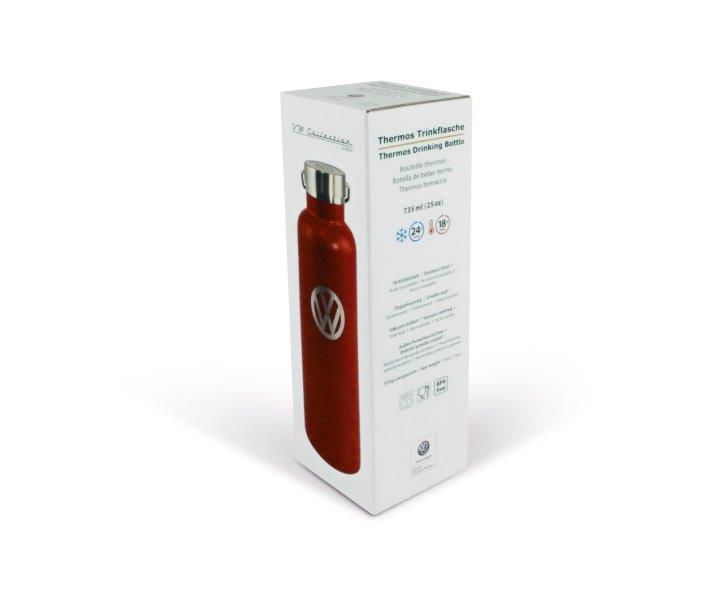 VW STAINLESS THERMAL DRINKING BOTTLE, VACUUM INSULATED, HOT / COLD, 735ml RED