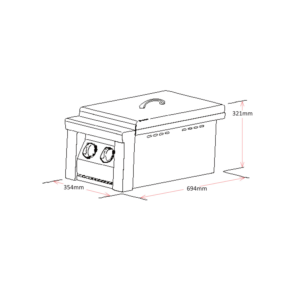 Double Side Burner | For In-Build | LPG | Flame Failure