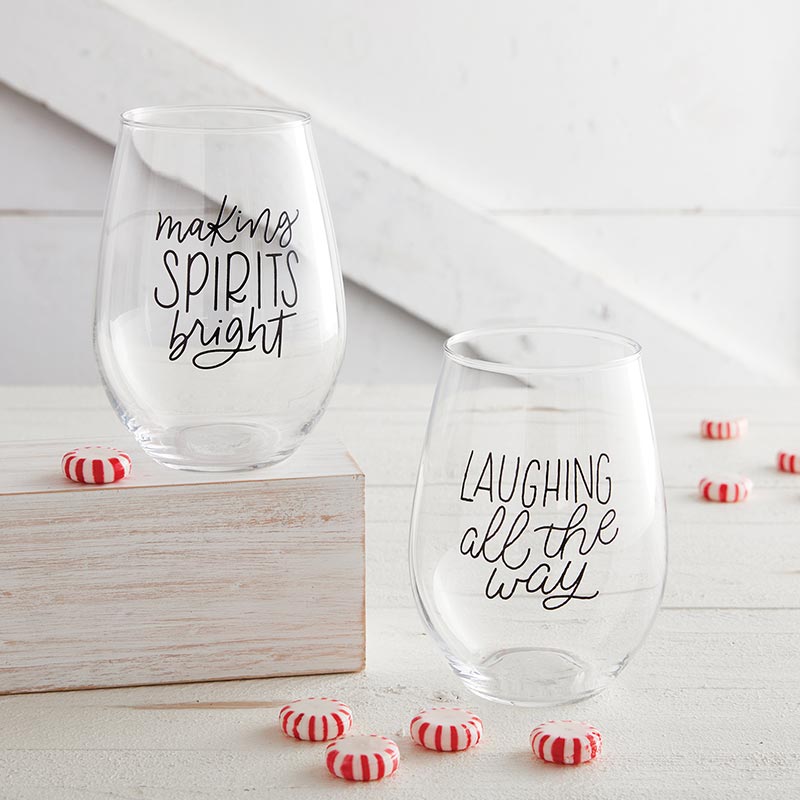 Stemless Wine Glass – Spirits Bright