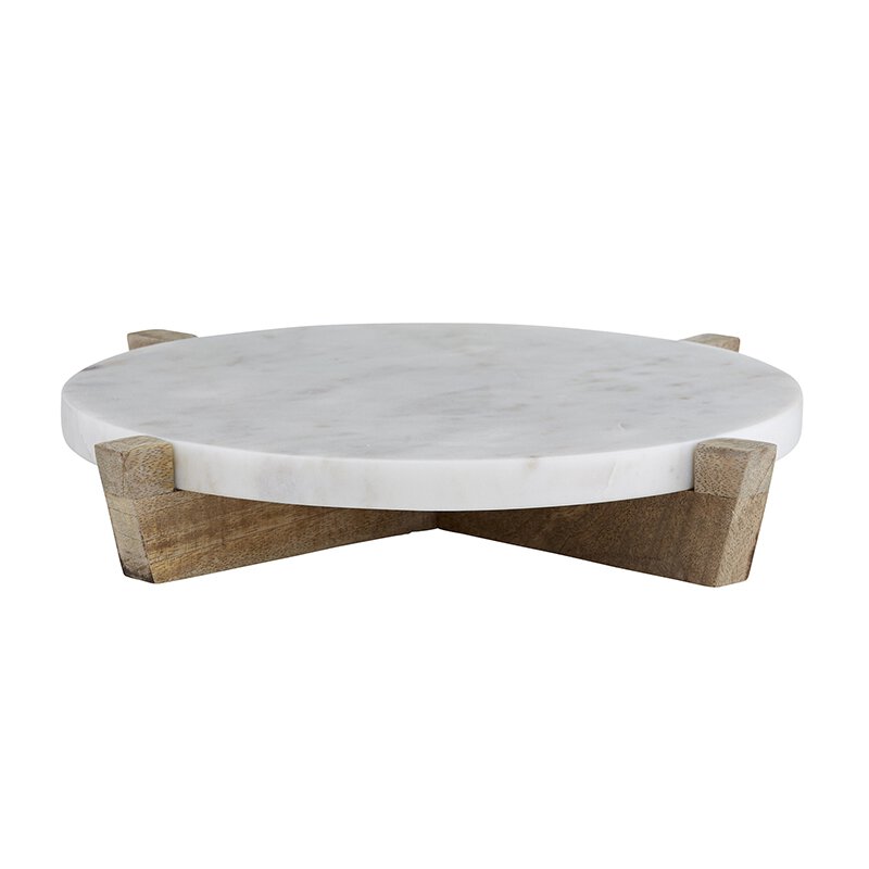 Marble Tray and Mango Wood Stand