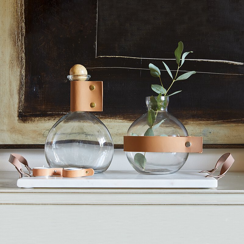 Marble Board with Leather Handles