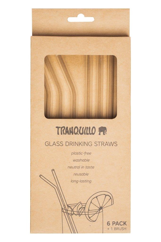 DRINKING STRAWS Set of 6 GLASS CLEAR