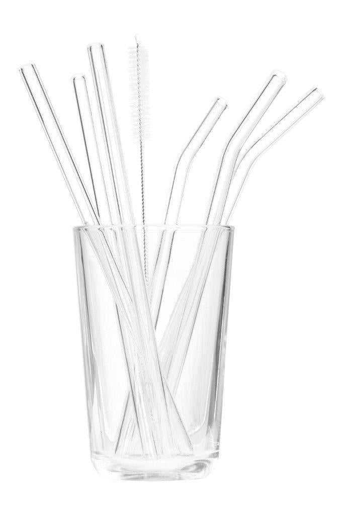 DRINKING STRAWS Set of 6 GLASS CLEAR