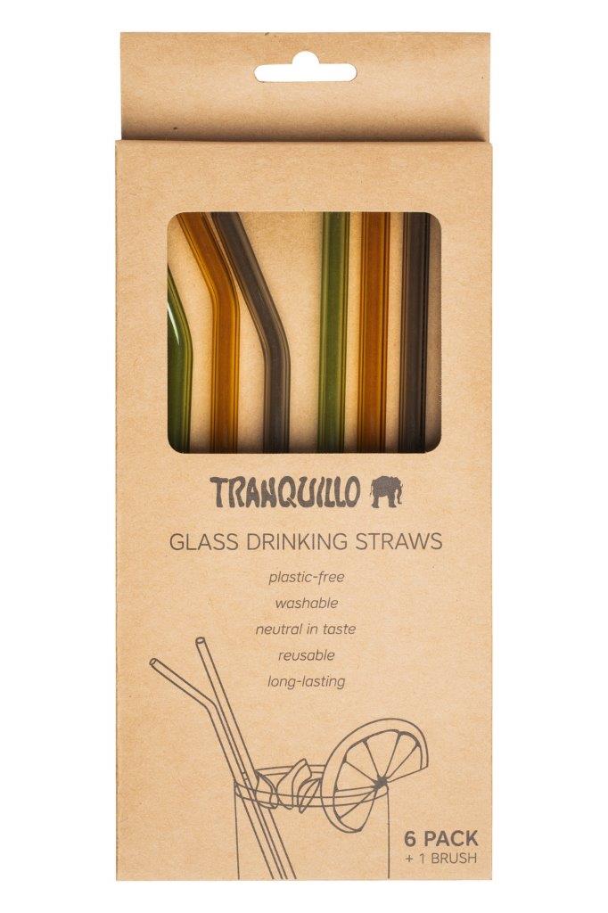 DRINKING STRAWS Set of 6 GLASS MULTI