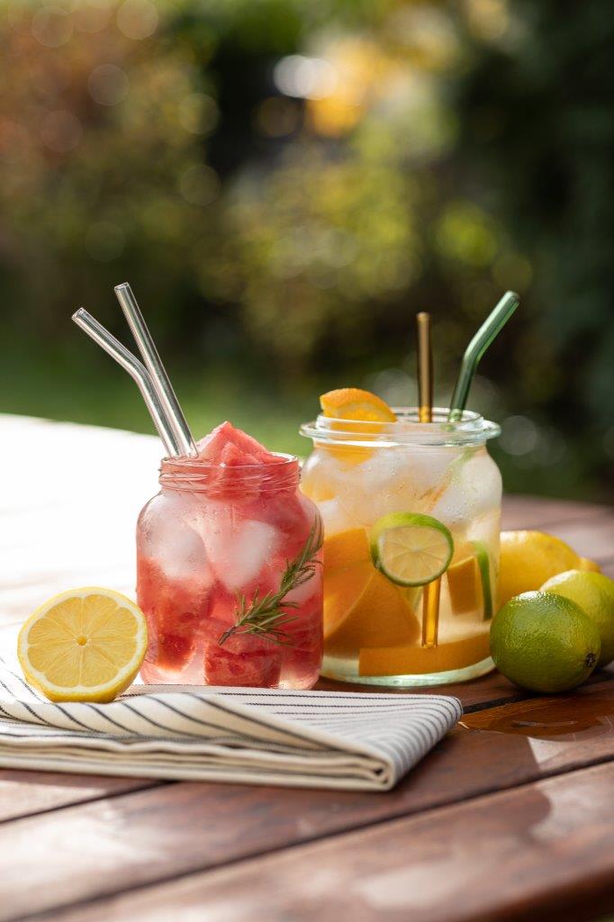 DRINKING STRAWS Set of 6 GLASS MULTI