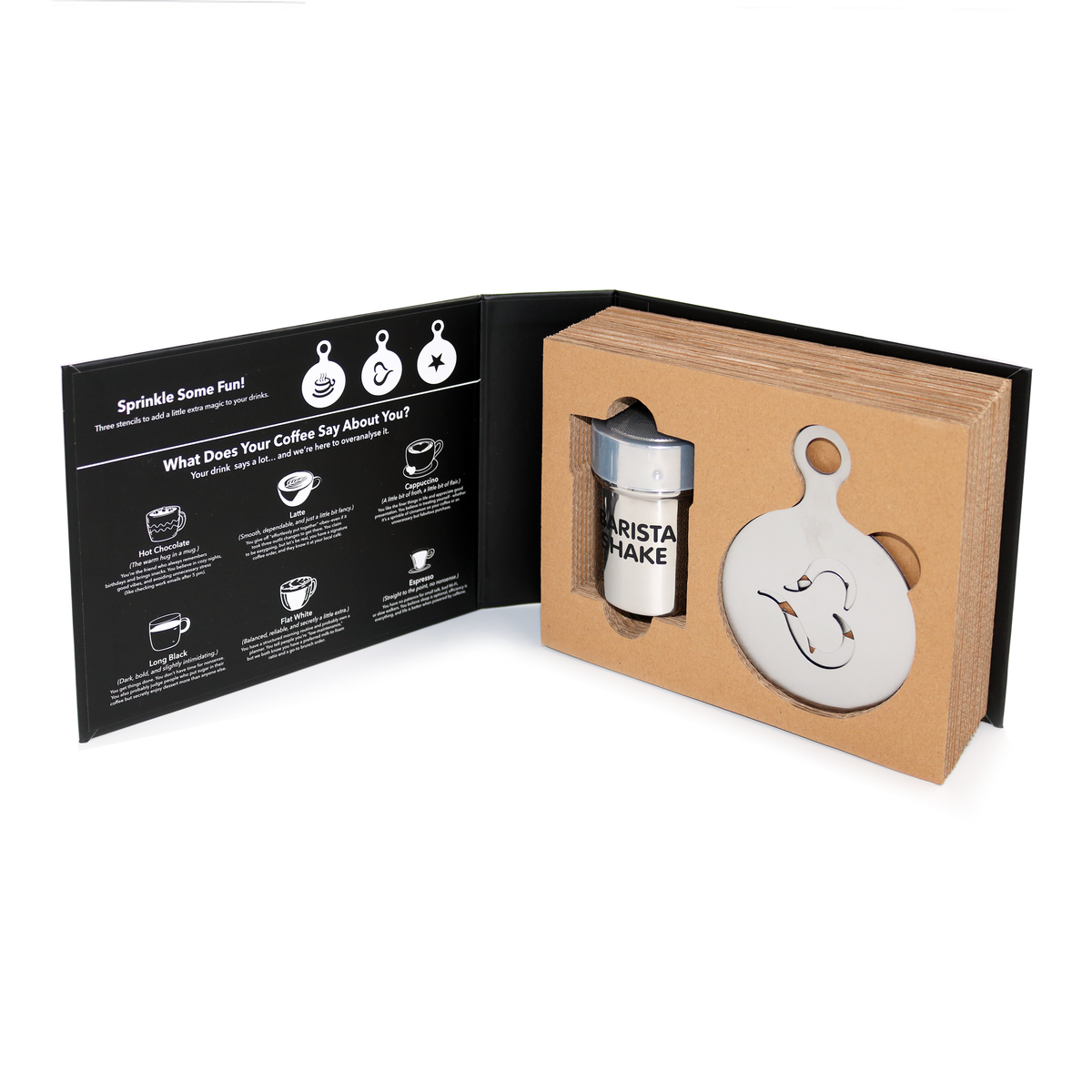 Master Barista Shaker & Stencil Set – Book Box
